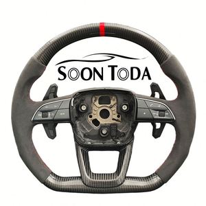 Volante Deportivo de Cuero Negro con Levas de Fibra de Carbono, Materiales PU y PVC para <span class=keywords><strong>Audi</strong></span> A3 A4 A5 A6 Q3 <span class=keywords><strong>Q4</strong></span> Q5 2012-2026 - Product Image 2