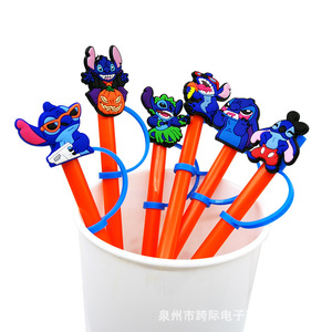 Encantadora puntada de dibujos animados reutilizable silicona pajita <span class=keywords><strong>para</strong></span> beber <span class=keywords><strong>Topper</strong></span> personalizado goma silicona pajita <span class=keywords><strong>Topper</strong></span> regalos promocionales ornamento - Product Image 1