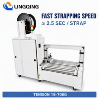 G004-1 Machine de cerclage automatique de cartons sans conducteur avec convoyeur à rouleaux à table basse pour cerclage de boîtes à bande PP, ligne de cerclage automatique