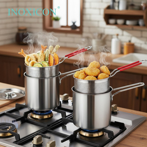 ตะแกรงกรองน้ำมันทอดสแตนเลสขนาดกะทัดรัด 1200 มล. ใช้ได้กับเตาแก๊สและเตาแม่เหล็กไฟฟ้า พกพาสะดวก ใช้ทำอาหารที่บ้าน ทอดชิปส์ ปลา ให้กรอบง่าย - Product Image 3