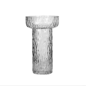 فازة زجاجية بسيطة نمط جليشير: قطر كبير، زهور هيدروبونية شفافة للزينة في غرفة المعيشة