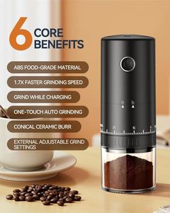 2025 New 38 Levels Adjustment Ceramic Square <b>Mini</b> Coffee Bean Grinding Machine USB Rechargeable Portable Electric Stocked - Product Image 2