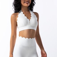 Ensemble de yoga sans couture pour femme avec logo personnalisé, soutien-gorge de sport en dentelle florale et leggings taille haute, vêtements de sport respirants en spandex/nylon 2 pièces