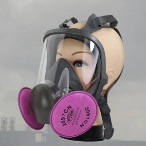 Masker <span class=keywords><strong>Gas</strong></span> silikon wajah penuh yang dapat digunakan kembali Respirator Kimia merokok - Product Image 3