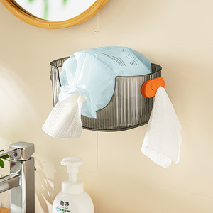 Soporte de papel higiénico ovalado transparente para montaje en pared, sin necesidad de taladro, caja de almacenamiento de papel multiusos para baño y cocina - Product Image 4