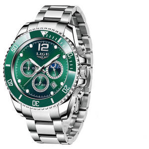 LIGE 8924 Orologi Di Lusso Mens <span class=keywords><strong>Orologio</strong></span> In Acciaio Inox Casuale 24 Ore Moon Phase Uomini Della Vigilanza di Sport Impermeabile Cronografo Al Quarzo <span class=keywords><strong>orologio</strong></span> - Product Image 3