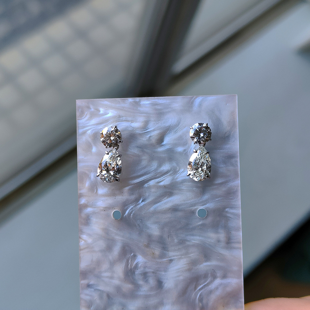 Custom IGI Certified White Gold Lab Grown Diamond Stud Earrings Eardrop 14K Solid Gold Pear Drop Earrings for Women