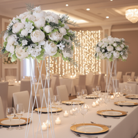 Arreglo de Rosas y Hortensias Artificiales de Seda Blanca y Rosa Personalizado, Grandes Bolas de Flores Románticas para Centros de Mesa de Boda y Decoraciones