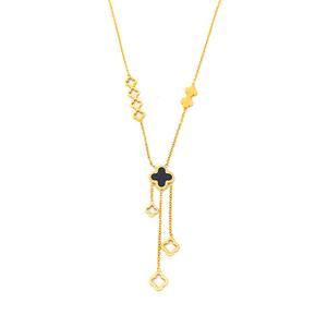 שרשרת תליון עם תליון בצורת תלתן ארבעה עלים מצופה זהב, נירוסטה, עם שרשרת חוליות, טרנד חדש לשנת 2025 - Product Image 5