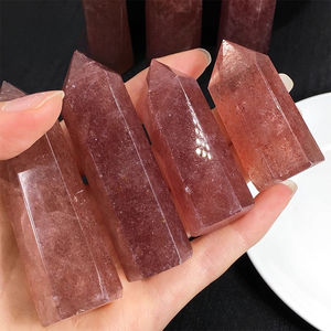 Vente en gros de pierres de cristal de quartz clair naturel poli de style bohème, quartz fraise, pour la décoration de la maison et les cadeaux de fêtes - Product Image 5