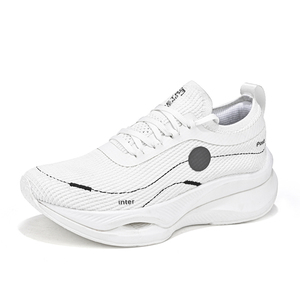 Chaussures de course décontractées pour hommes, en maille, tissu doux, semelle amortissante, design géométrique, basses, à lacets, pour le jogging en extérieur - Product Image 1