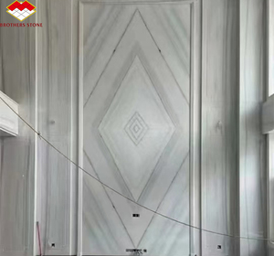 Panel de Pared de Mármol Blanco Colombiano Personalizado con Vetas Grises, <span class=keywords><strong>Gran</strong></span> Losa Pulida, Diseño Moderno para Fondo de TV - Product Image 1