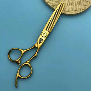 Ciseaux de coiffure personnalisables 6 pouces, ciseaux plats dorés professionnels pour la beauté, pour droitiers, en acier inoxydable 440C - Product Image 2