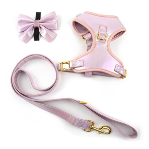 Conjunto de chaleco brillante de PU para perros con arnés para perros, Correa y lazo, estilo de pata de gallo verde, ropa lujosa para mascotas para perros pequeños y medianos - Product Image 3