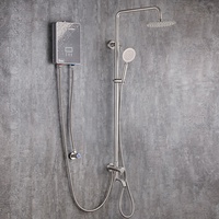 Ensemble de douche mural monocommande eau froide en acier inoxydable brossé BH 304, design moderne et épuré, avec robinet de douche céramique à effet pluie