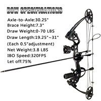 PANDARUS - Juego de Arco y Flechas Compuesto de Aluminio Metálico para Adultos, 20-70 Libras, Color Negro Camuflaje, para Caza y Tiro al Aire Libre