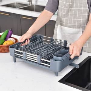 WIREKING 13.4-21.7'' Stretchable Over the Sink Stainless Steel Dish Drying Drainer Plate <b>Rack</b> <b>Kitchen</b> Organizer <b>Storage</b> - Product Image 1