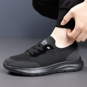 Y3OPA Zapatos para caminar de punto para hombre, transpirables, ligeros, con punta redonda, sin cordones, parte superior de malla de color sólido, suela de goma - Product Image 2