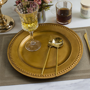 Bases Redondas de Plástico Dorado Vintage al por Mayor, Estilo <span class=keywords><strong>Barroco</strong></span> Lujoso, Duraderas, Decorativas para Bodas, Personalizables para Eventos - Product Image 2