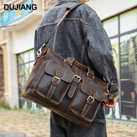 Sac à bandoulière vintage en cuir véritable pour homme, sacoche de bureau 15,6 pouces en cuir Crazy Horse