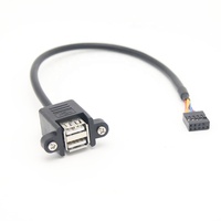 Câble de montage sur panneau double USB 2.0 a femelle vers Dupont 9 broches 3A Charge rapide Veste en PVC pour assemblage de boîtier d'ordinateur Trous de vis