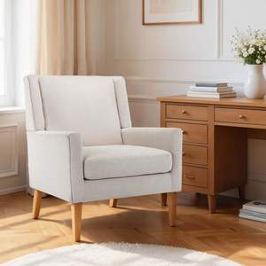 Fauteuil de relaxation individuel moderne en tissu gris, fauteuil club rembourré, fauteuil d'appoint pour salon - Product Image 2