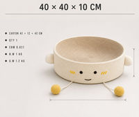 Grattoir à chat mignon, tapis à gratter rond avec des pompons jouets pour chats d'intérieur