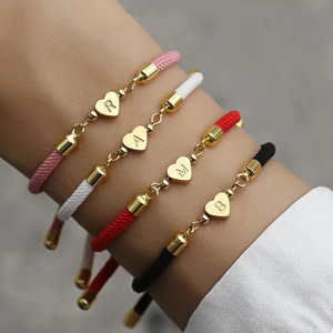 All'ingrosso braccialetto intrecciato a forma di cuore di amicizia milano in oro placcato in acciaio inox A-Z 26 lettere iniziali braccialetto per le donne degli uomini - Product Image 2