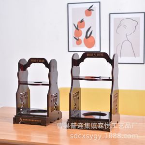 Wooden Wine Rack <b>Retro</b> Hollowed Out Painted Portable Liquor Display For Business <b>Gifts</b> - Product Image 1