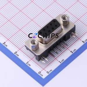 KH-DR9-F5.08 D-Sub/VGA Connector Bent Lead Through Hole Connector Standard D-Sub Female 9P Right Angle Insert - Product Image 1