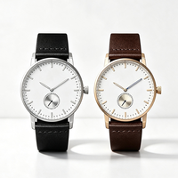 Montre-bracelet pour homme avec logo client, mouvement japonais, étanche, à quartz, avec bracelet en cuir véritable