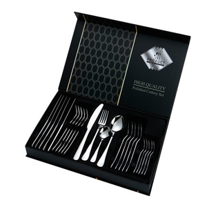 High-end Restaurant Hotel Gift Set 410 Stainless Steel <b>Flatware</b> 24-piece Set Golden Steak Cutlery - Product Image 1