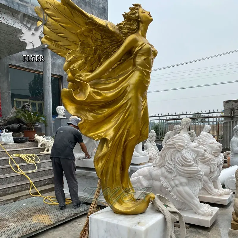 Estatua de Metal personalizada para mujer, escultura de Ángel femenina de bronce fundido a la cera, tamaño real, para decoración del hogar