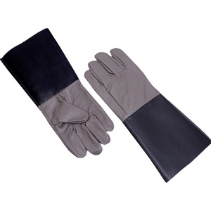Gants <span class=keywords><strong>de</strong></span> protection spéciaux pour soudeurs, en cuir <span class=keywords><strong>de</strong></span> vachette, résistants aux hautes températures, en cuir véritable, couleur foncée, avec mousse - Product Image 5