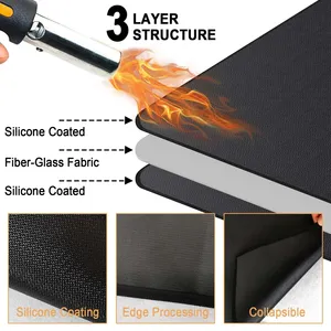 Tappetino per Griglia in Fibra di Vetro Resistente alle Fiamme, Rivestito in Silicone, Impermeabile e Ignifugo, per Caminetto Interno ed Esterno, Accessori per Barbecue - Product Image 5