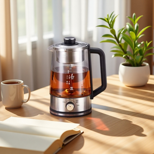 Théière en verre avec prise US, 1,5 L, épaissie, résistante à la chaleur, contrôle 4 vitesses, arrêt automatique, maintien au chaud, protection contre la cuisson à sec, pour cérémonie du thé - Product Image 1