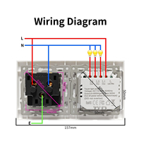 LangYeao Dokunmatik Işık Anahtarı 1/2/3'lü Anahtar Nötr Olmadan EU Prizli Temperli Cam Panel 300W USB Tip C Çıkışlı 2'si 1 Arada Ev İçin