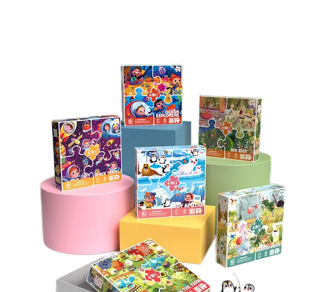 Jouets éducatifs image Puzzle Jeux 4 en 1 Jigsaw image Puzzle Jouets pour enfants