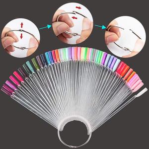 50 pièces de bâtonnets transparents en forme d'éventail pour échantillon de couleur d'ongles, outil de présentation et d'entraînement pour vernis à ongles, palette pour salon de manucure - Product Image 2
