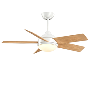 Ventilador de techo de 48 pulgadas con cinco aspas de aspecto de madera marrón y luz para dormitorios y salas de estar modernas. - Product Image 3