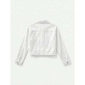 Veste en jean pour fille FOXA, boutonnée, manches longues, blanche, style streetwear - Product Image 2