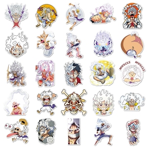 新しいデザイン50ピース/バッグアニメ猿D. ふわふわの麦わら帽子海賊防水取り外し可能ステッカースケートボード用ラップトップ装飾 - Product Image 5