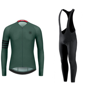 Ensemble de cyclisme pour hommes, maillot à manches longues avec pantalon à bretelles, Spandex, Polyester, évacuation de la transpiration, respirant, séchage rapide, pour adultes, printemps automne - Product Image 4