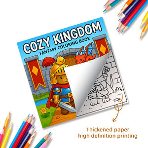 Libro da colorare "regno accogliente" a tema principessa e cavaliere, libro da colorare Fantasy con castello, drago e simpatici personaggi - Product Image 3