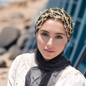 Pañuelo Étnico Africano para Mujer, Diseño Nuevo, con Pedrería Brillante, Gorro Elástico, Venta al Por Mayor - Product Image 4
