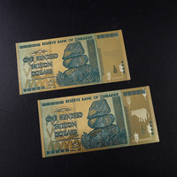 En gros, Modèles de cartes de collection de billets souvenirs en plastique personnalisables, avec feuille d'or 24 carats, représentant des billets Euro et du Zimbabwe