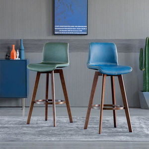 Chaise de bar en bois massif au design moderne, tabouret de bar pour salon de thé, tabouret de bar pour la maison avec dossier créatif, tabouret de bar pivotant pour comptoir, chaise haute pour le lait - Product Image 3