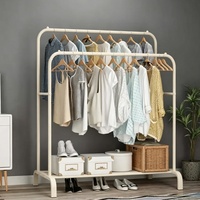 Porte-vêtements métallique double tringle grande capacité, mobile, avec étagères de rangement, écologique et multifonctionnel pour armoire et chambre