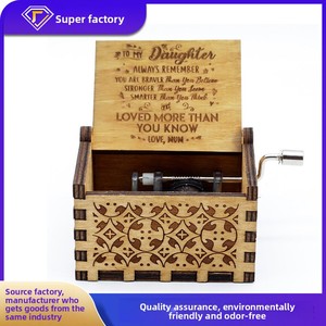 Caja de Música de Madera Tallada Moderna Minimalista Grabada, Decoración para Puesto, Venta al por Mayor para Comercio Exterior, Regalo de Bendición, de Manivela - Product Image 2