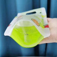 Sachet Doypack transparent givré de qualité alimentaire avec fermeture éclair, impression en héliogravure, matériau PET/PE, avec poignées pour jus et boissons liquides